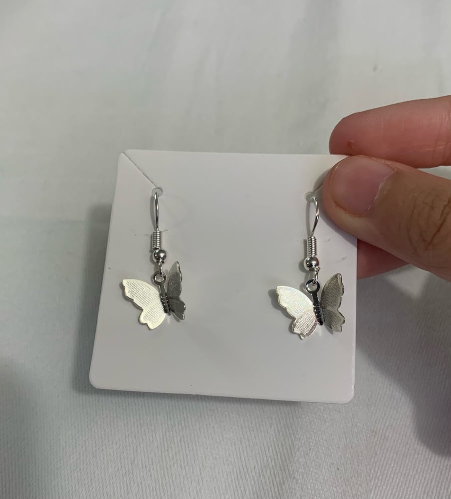 Image of Silver butterfly wing earrings