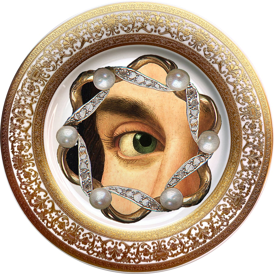 Image of Lover's Eye - Pearls - Fine China Plate - #0737