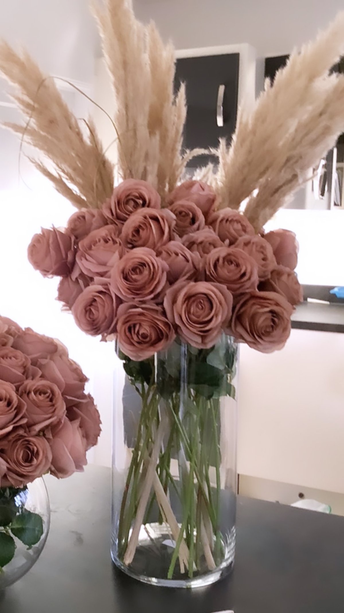 Image of NEW - Champagne / mink roses and pampas 