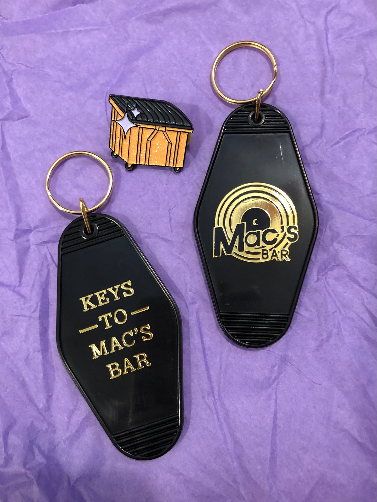"Keys to Mac's Bar" Motel style keychain Macs Bar Merch