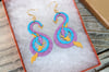 Hanging Dragon Earrings - Blue & Purple