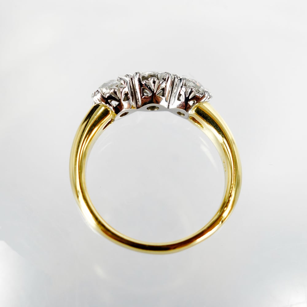 Image of 18ct yellow gold three old cut diamond dress ring. Sp3 (8245)