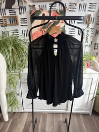 Image 1 of Sheer sleeve black shirt 