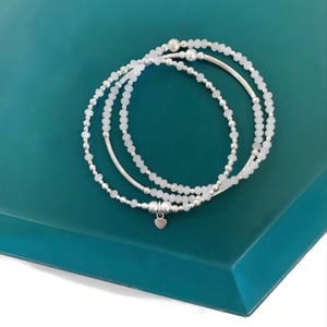 Image of Sterling Silver & White Set of Three Stacking Bracelets