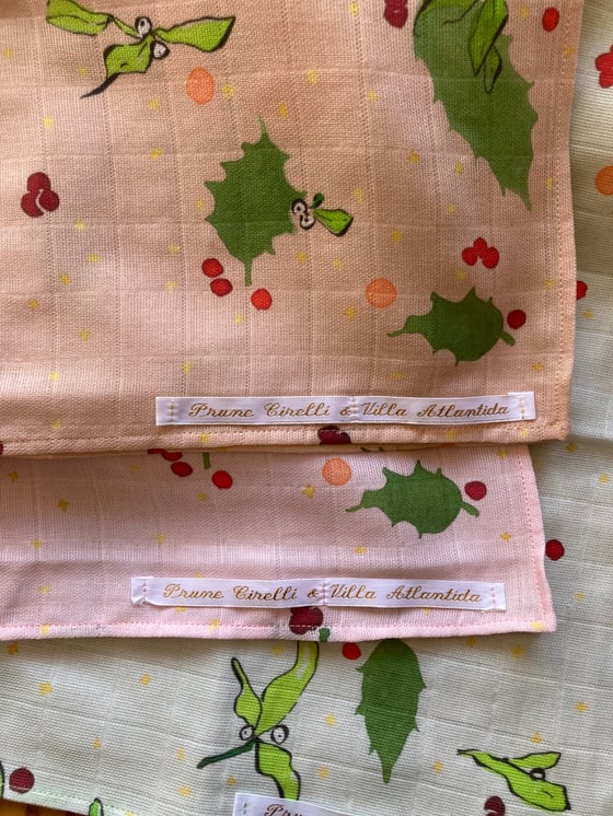 Image of Petits foulards en lange de coton Chêne d’or Prune Cirelli x Villa Atlantida 