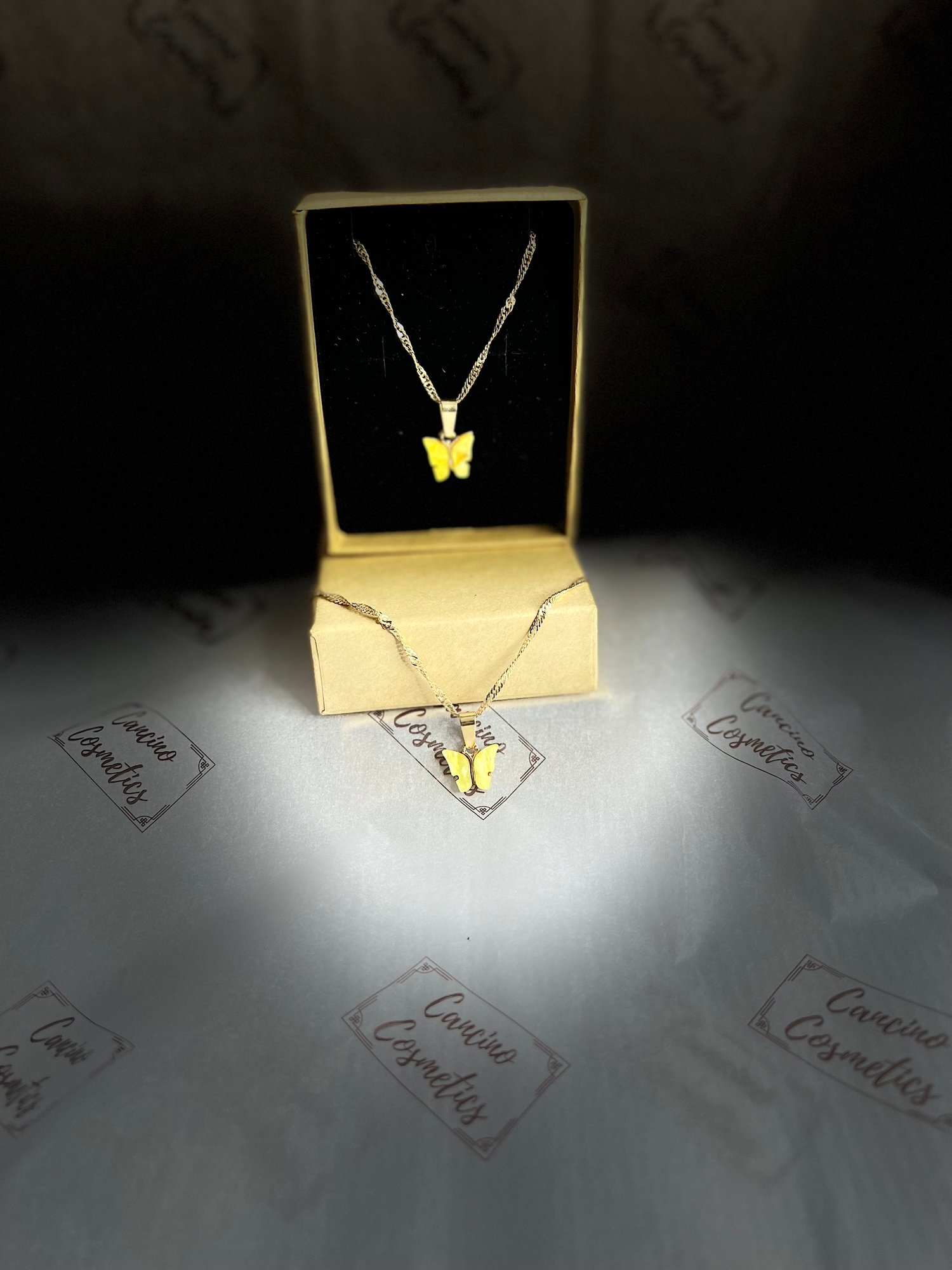 Image of YELLOW BUTTERFLY CHARM NECKLACE