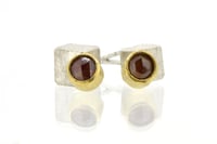 Image 1 of Rose cut diamond cube earrings. 18ct gold and silver
