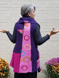 Image 3 of fabric collage vest, purple, one of a kind