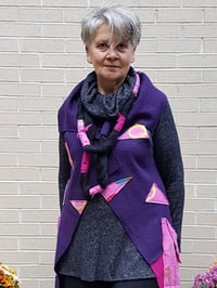Image 4 of fabric collage vest, purple, one of a kind