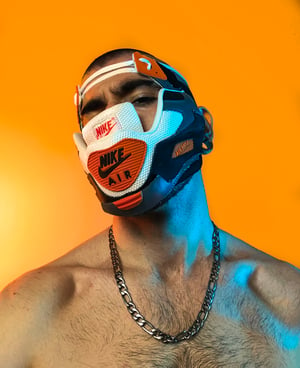 Image of SNEAKER MASK / AIR MASK 90 / ORANGE - GREY - WHITE