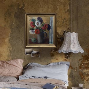 Image of Swedish Mid Century Floral Oil Painting