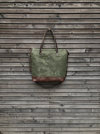 Image 3 of Diaper bag / weekend bag in waxed canvas with leather handles and bottom COLLECTION UNISEX