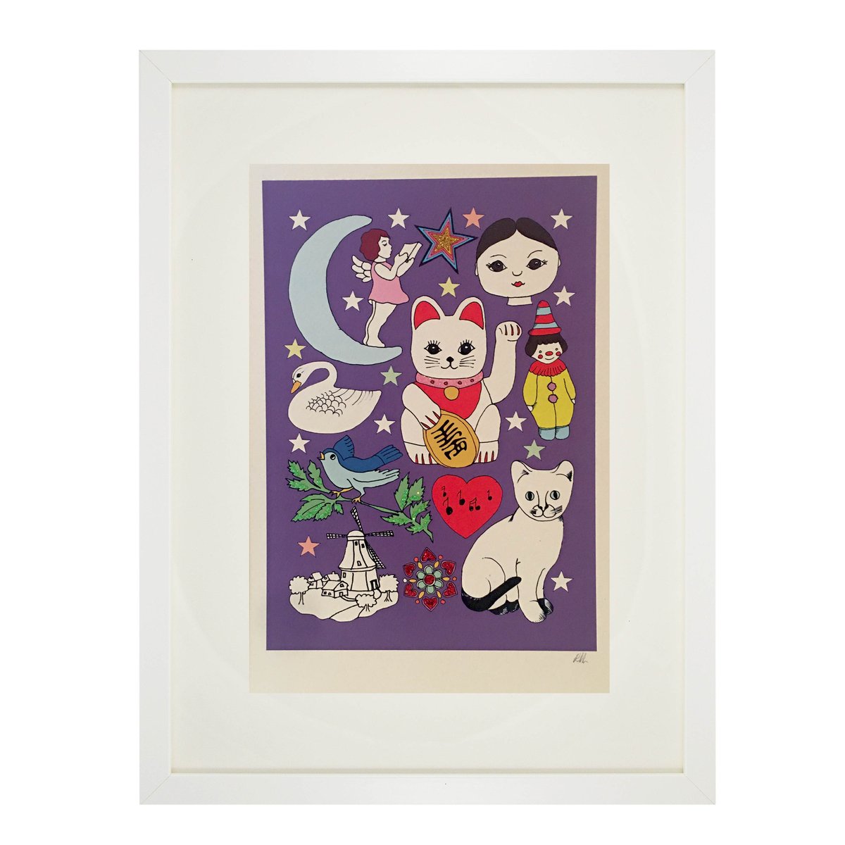 Cats Glitter Decorated Print