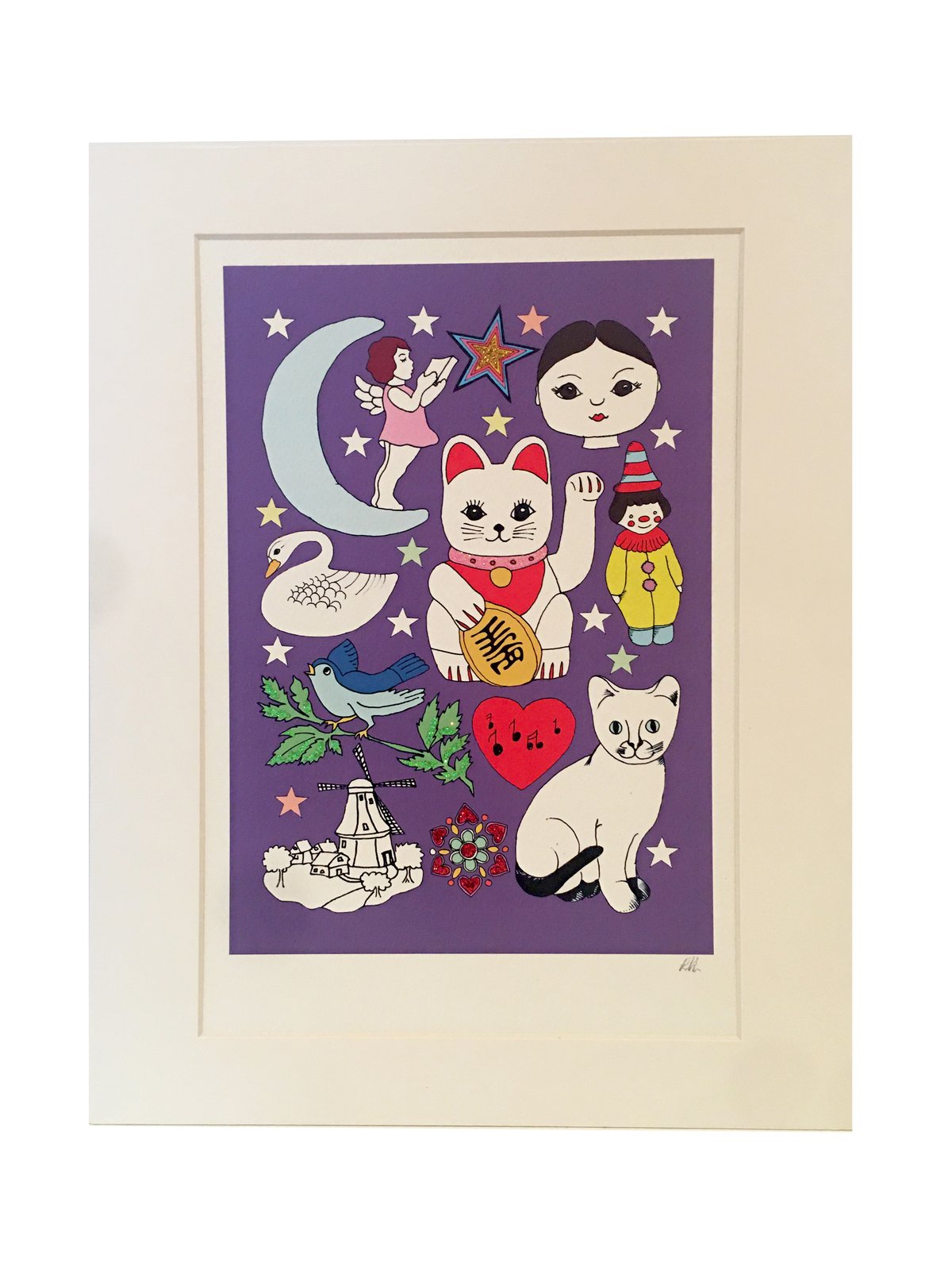Cats Glitter Decorated Print