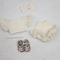 Image 1 of Wispy Yarn Flutter Sleeve Crochet Shorts Set