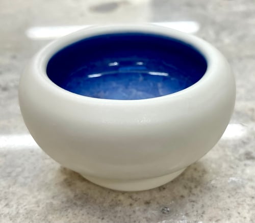 Image of Tiny Blue and White Porcelain wheel thrown bowl for salt, pepper, spice or jewellery.