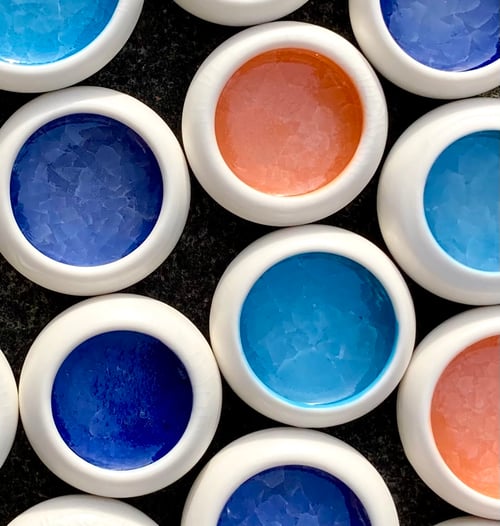 Image of Tiny Blue and White Porcelain wheel thrown bowl for salt, pepper, spice or jewellery.