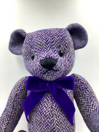 Handmade Harris Tweed Purple Herringbone bear