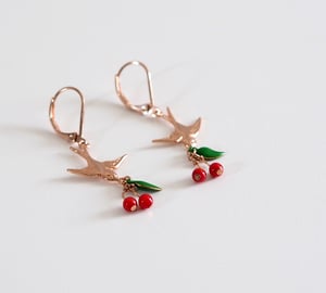 Image of Les Cerises - Boucles Hirondelles - Doré Or Rose