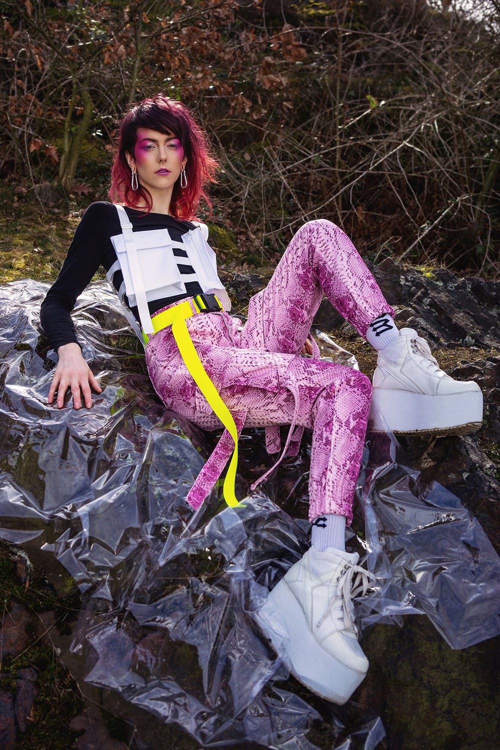 Image of Pink snake cargo pants