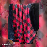 Image 3 of Luxurious Red & Black Minky Plaid / Seal Minky Backing - 44"x 57"