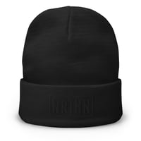 Image 1 of N'RTH'N - Midnight Edition - Box Logo Embroidered Beanie (Black On Black)