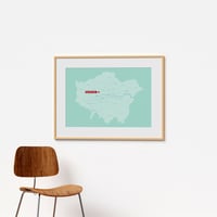 Image 2 of 'You are Here' Personalised map of London Boroughs 1