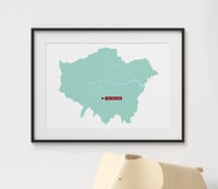 Image 1 of 'You are Here' Personalised map of London Boroughs 2
