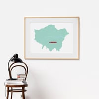 Image 2 of 'You are Here' Personalised map of London Boroughs 2