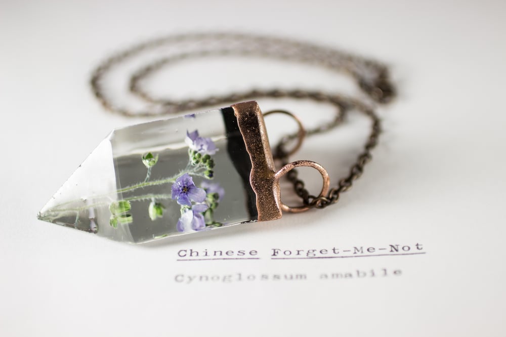 Image of Chinese Forget-Me-Not (Cynoglossum amabile) - Small Copper Prism Necklace #2