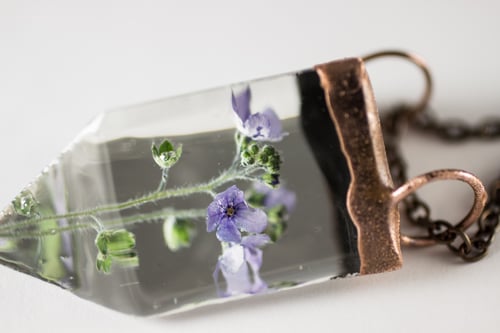Image of Chinese Forget-Me-Not (Cynoglossum amabile) - Small Copper Prism Necklace #2