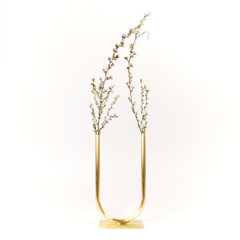 Image of Even U Vase, raw brass: Medium Height, Medium U, Thick Tube