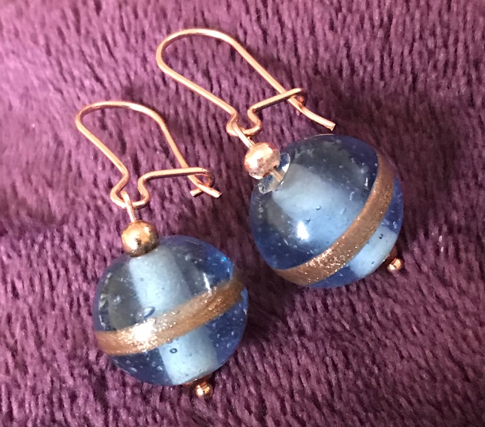 Image of Rose gold glass beaded earrings