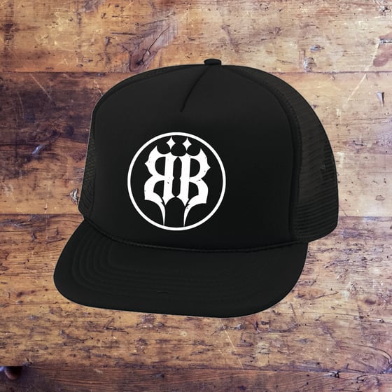 Image of OFFICIAL - BEASTO BLANCO BLACK "BB CIRCLE" LOGO TRUCKER HAT