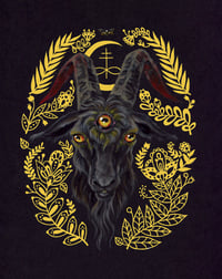 Image 2 of Black Goat in oval frame