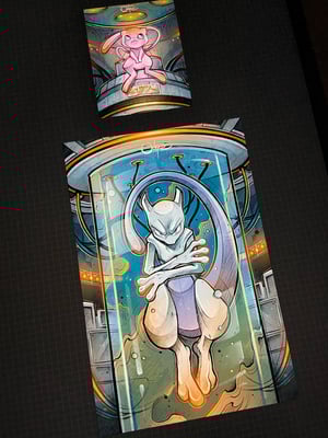 Image of MEWTWO & mini mew (Large Print)