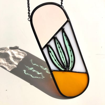 Image of Agave Sunrise Stained Glass Suncatcher — Made to Order
