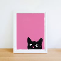 Image 2 of Oh Hai Kitty Black Cat Small Giclee Print 