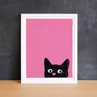 Image 1 of Oh Hai Kitty Black Cat Small Giclee Print 