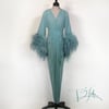 Blue Slate Sheer "Selene" Dressing Gown 10% OFF DISCOUNT CODE: FEMMEFATALE