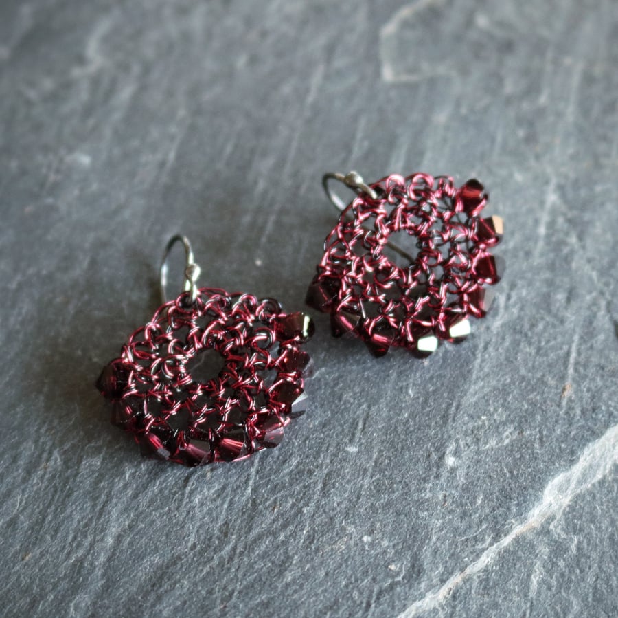 Image of CRESCENT EARRINGS - Burgundy