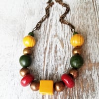 Image 3 of Color Retro Vintage Beaded Necklace (One of a Kind)