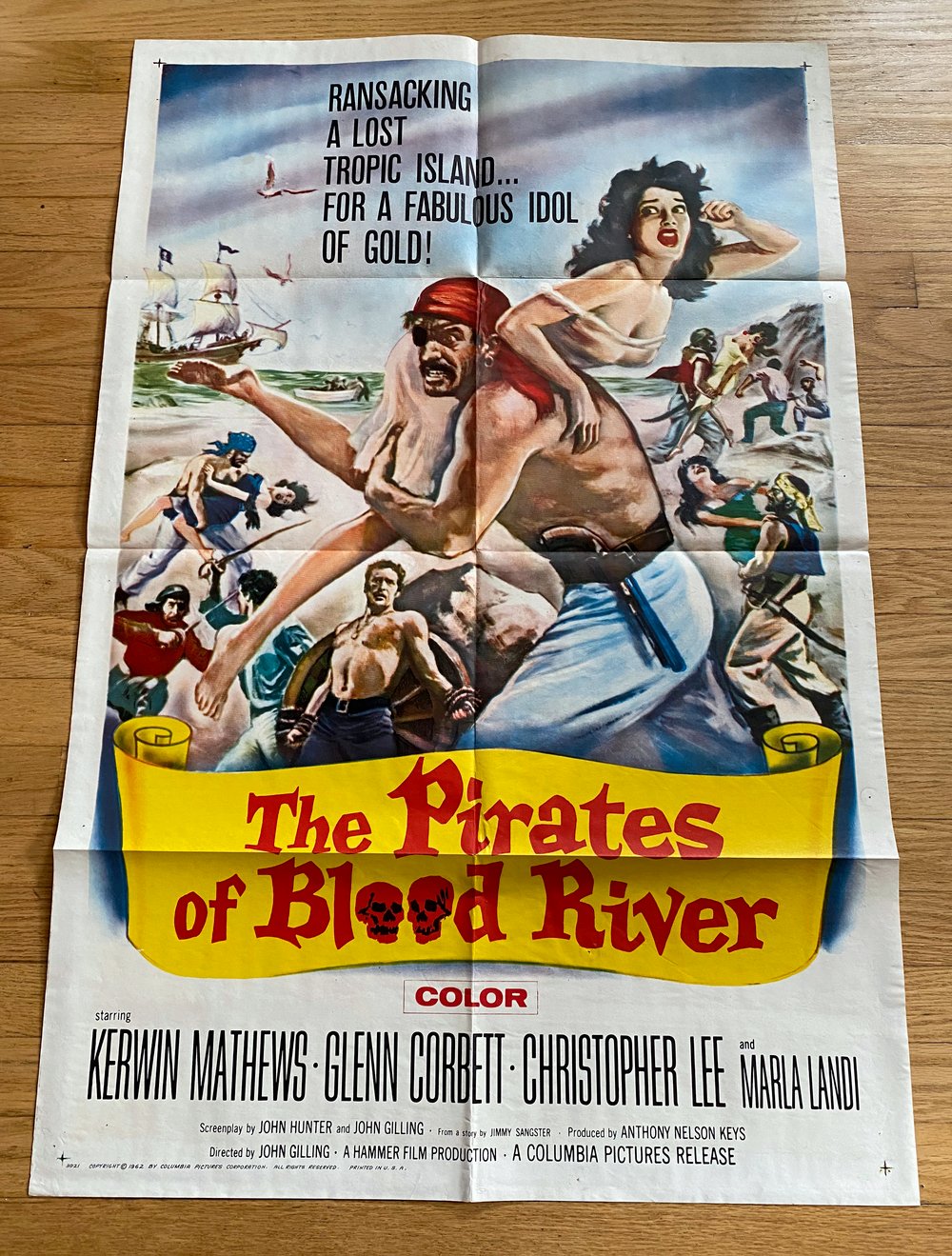 1962 THE PIRATES OF BLOOD RIVER Original U.S. One Sheet Movie Poster