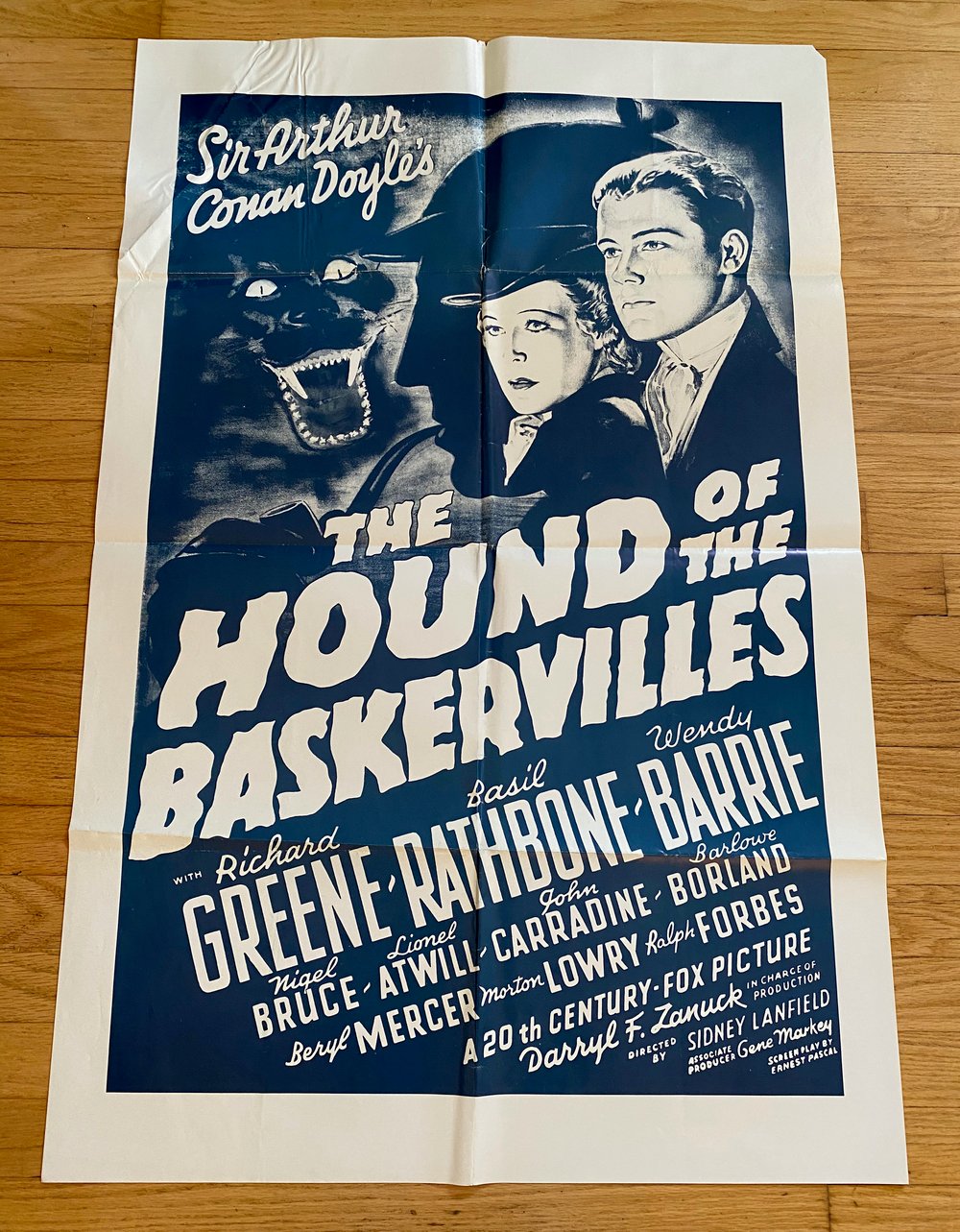 1939 THE HOUNDS OF THE BASKERVILLES Original 1975 U.S.  Re Release One Sheet Movie Poster