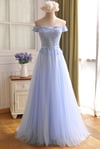 Blue Sweetheart Simple Tulle Party Dress, A-line Long Formal Dress Prom Dress