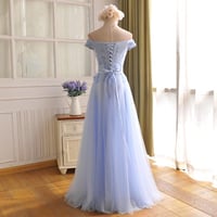 Image 4 of Blue Sweetheart Simple Tulle Party Dress, A-line Long Formal Dress Prom Dress