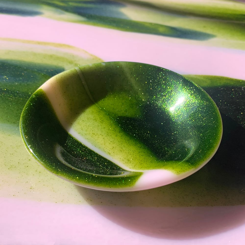 Image of Pink + Green Glitter Bigger Dish