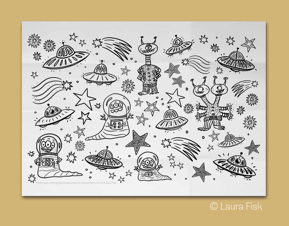Image of Aliens Giant Coloring Sheet