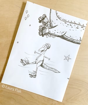 Image of Roller skating Dinosaurs Giant Coloring Page 24" x 36"