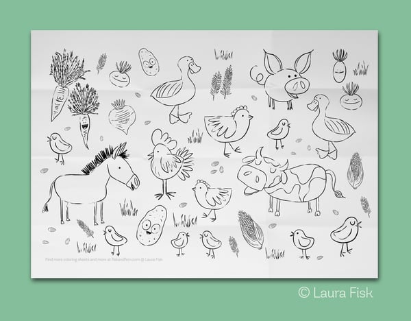 Image of Farm Animals Giant Coloring Sheet 24" x 36"